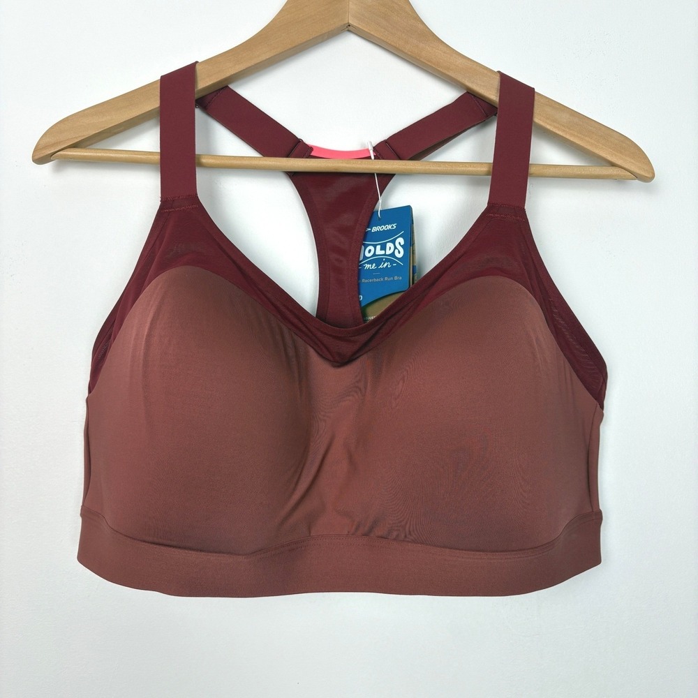 Brooks‎ Womens Dare Racerback Run Bra Sz 40DD Red Sweat Wicking Activewear Sport